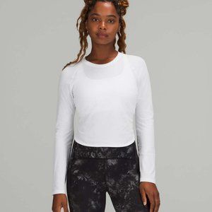 lululemon Crew Neck UV Protection Running Long Sleeve WHITE sz 12 - NWT